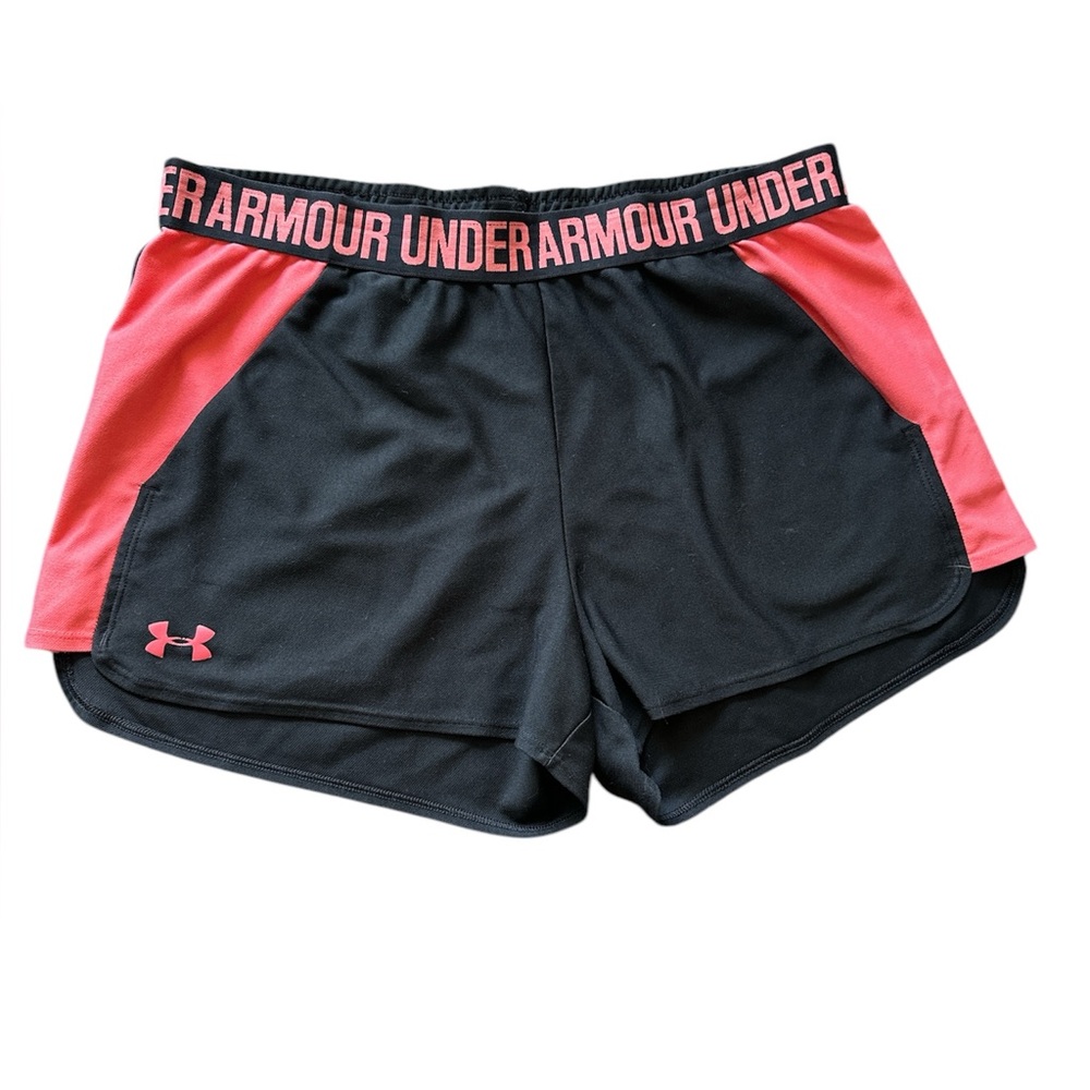 Under Armour Women's Black and Pink Shorts